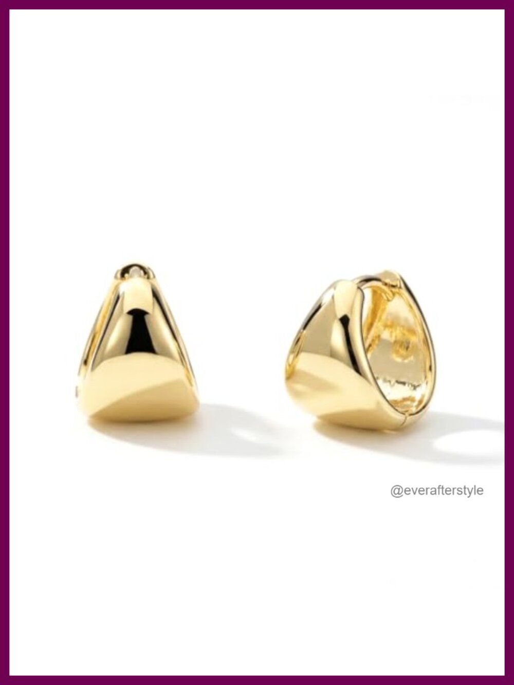 Gold-Tone Brass Dome Huggie Hoop Earrings Snap Back Minimalist Everyday